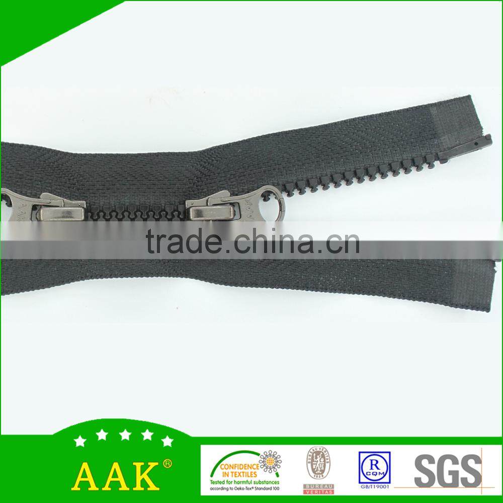 3# delrin open end double puller metal garment accessories mens shirts zippers