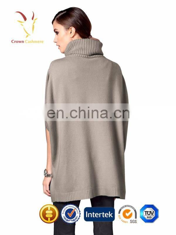 Women Winter Turtle Neck Tops Cashmere Sweater Pullover With Pocket