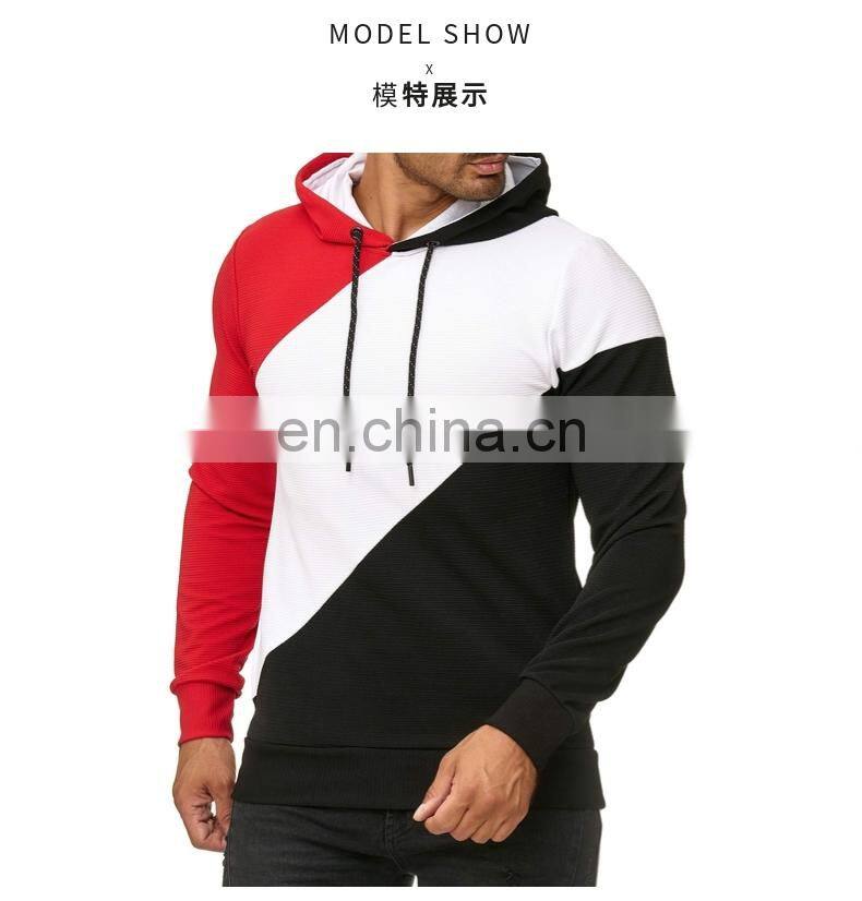 Wholesale custom brand spring and autumn 3D stair cloth striped sweater, personalized color matching hooded loose large size men