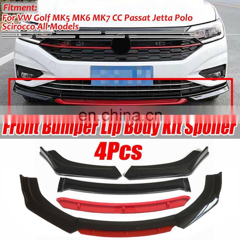 Hot sale with lowest price car parts new style wholesale Gloss Black+Red Front Lip Universal Front Bumper Lip