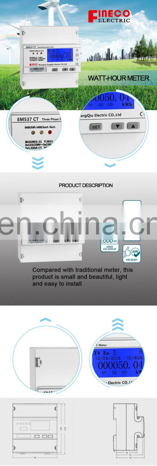 EM537 3*133/230V 3*230/400V 5(65)A single phase energy meter price
