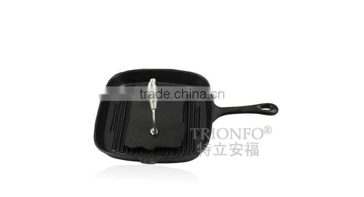 TRIONFO thread interior bottom Black pre-seasoned cast iron sizzling pan