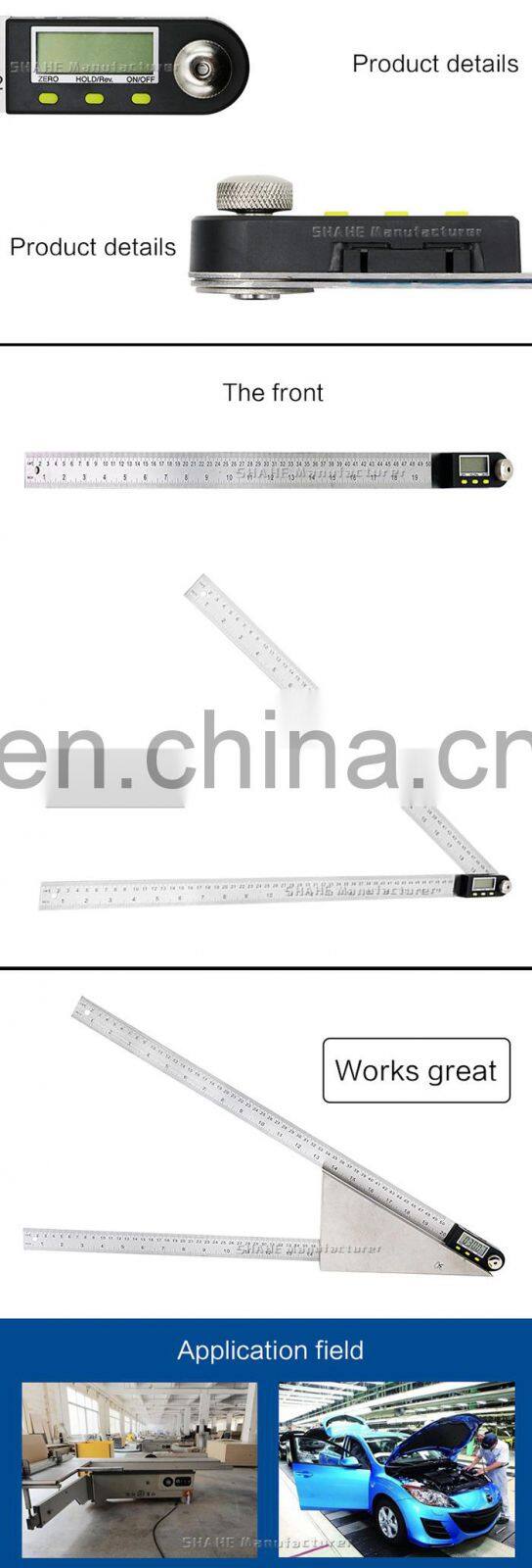 SHAHE 0-500m Digital Angle Ruler Stainless Steel Electronic Angle Meter Digital Angle Finder Digital inclinometer