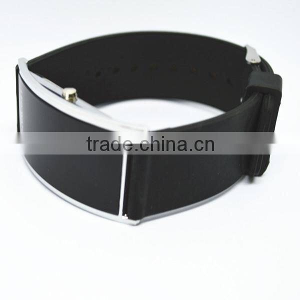 Cheap led watch 2014 made in China PU strap blue digital led lgith cheap led watch