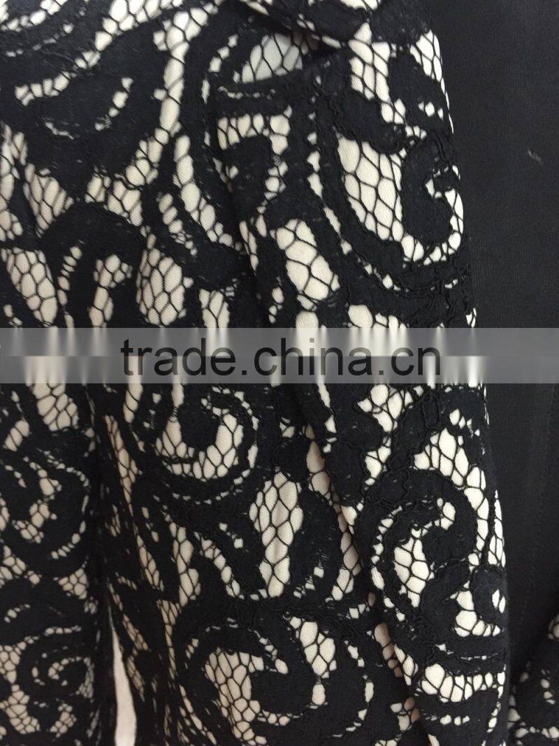 2015 new Embroidery fabric neck designs for casual women western dress