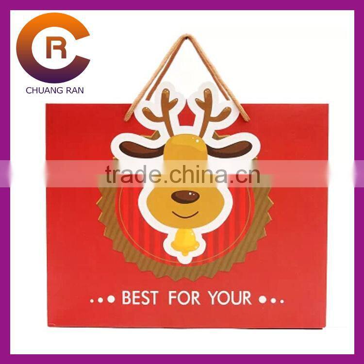 Red lovely deer good quality custom cheap christmas gift bags