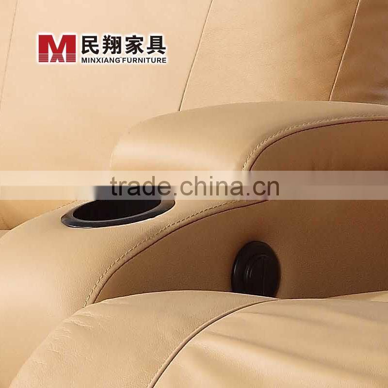 home theater furniture, blue color leather home theater recliner sofa