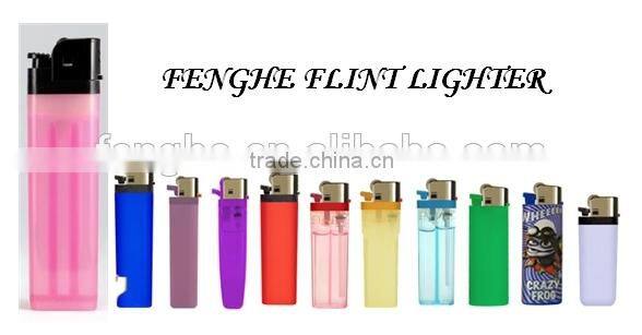 high quality disposable or refillable electronic plstic gas lighter FH-809 with wrpped sticker