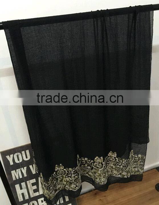 New Embroidery Design Pattern Cotton Viscose Fashion Ladies Scarf