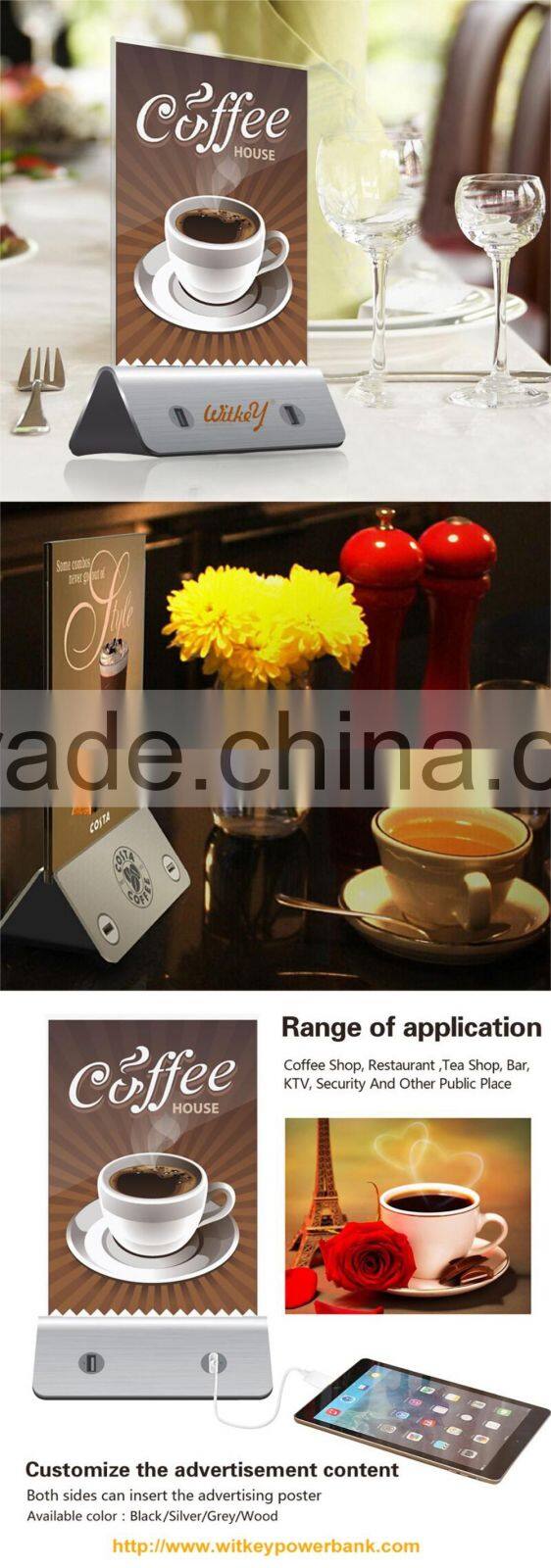 2016 Hot selling Factory price Menu Holder Restaurant Power Bank