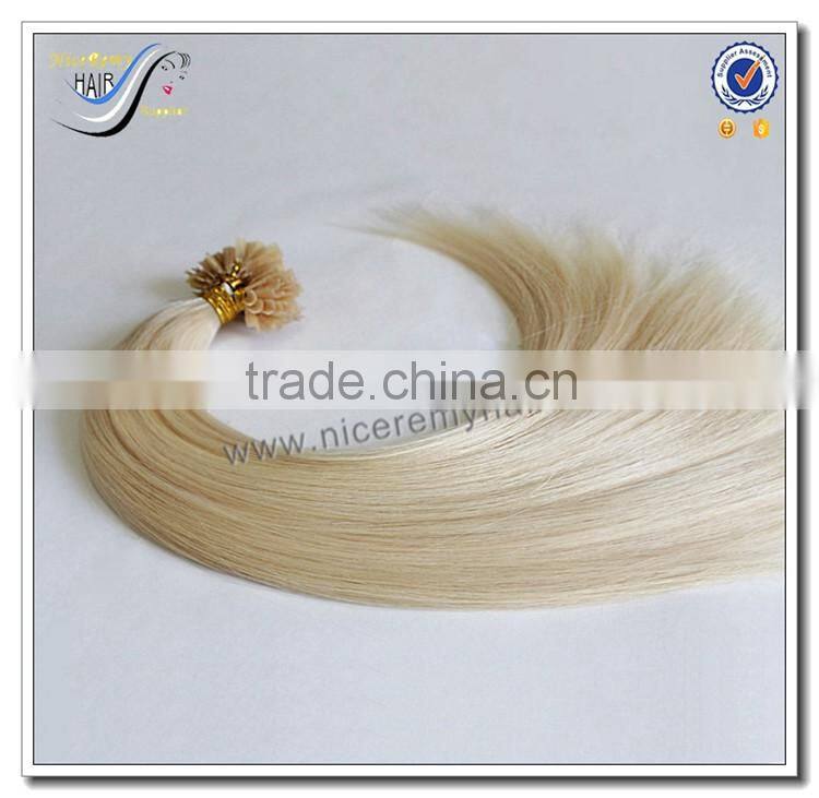 Wholesale top quality pre bonded u tip hair extensions white silky straight 100% russian virgin human hair