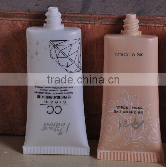 plastic packaging oval cosmetic make up bb cream tube silvery cap