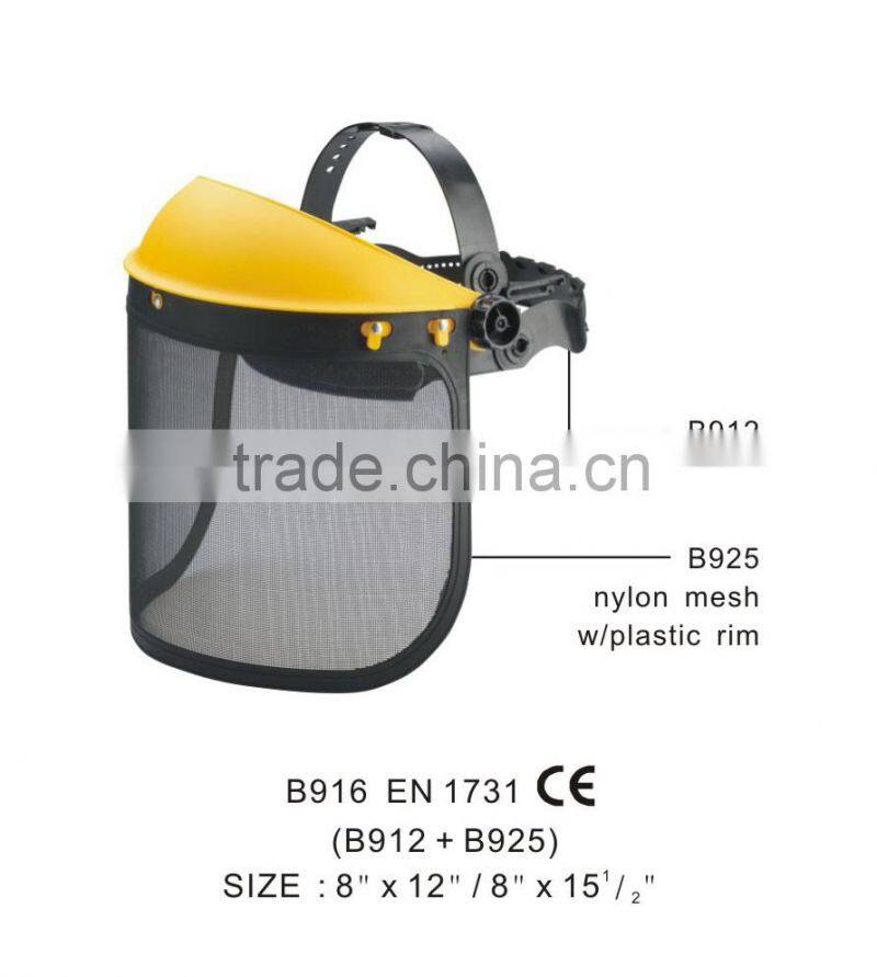 clear plastic face shield with safety helmet