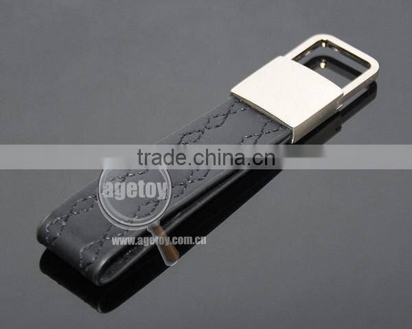 High Quality Promotional Black Genuine Leather Zinc Alloy Blank Metal Car Leather Keychain