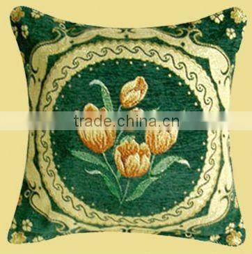 Middle East Jacquard Golden Round Chenille Green Sofa Cushion Cover XH-003