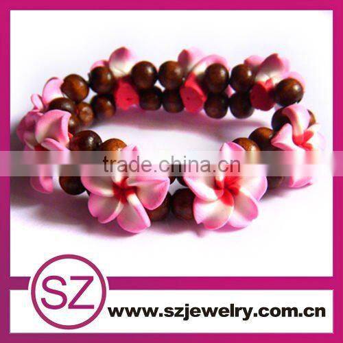 F4 hand- making polymer clay girls hand flowers bracelet 2014