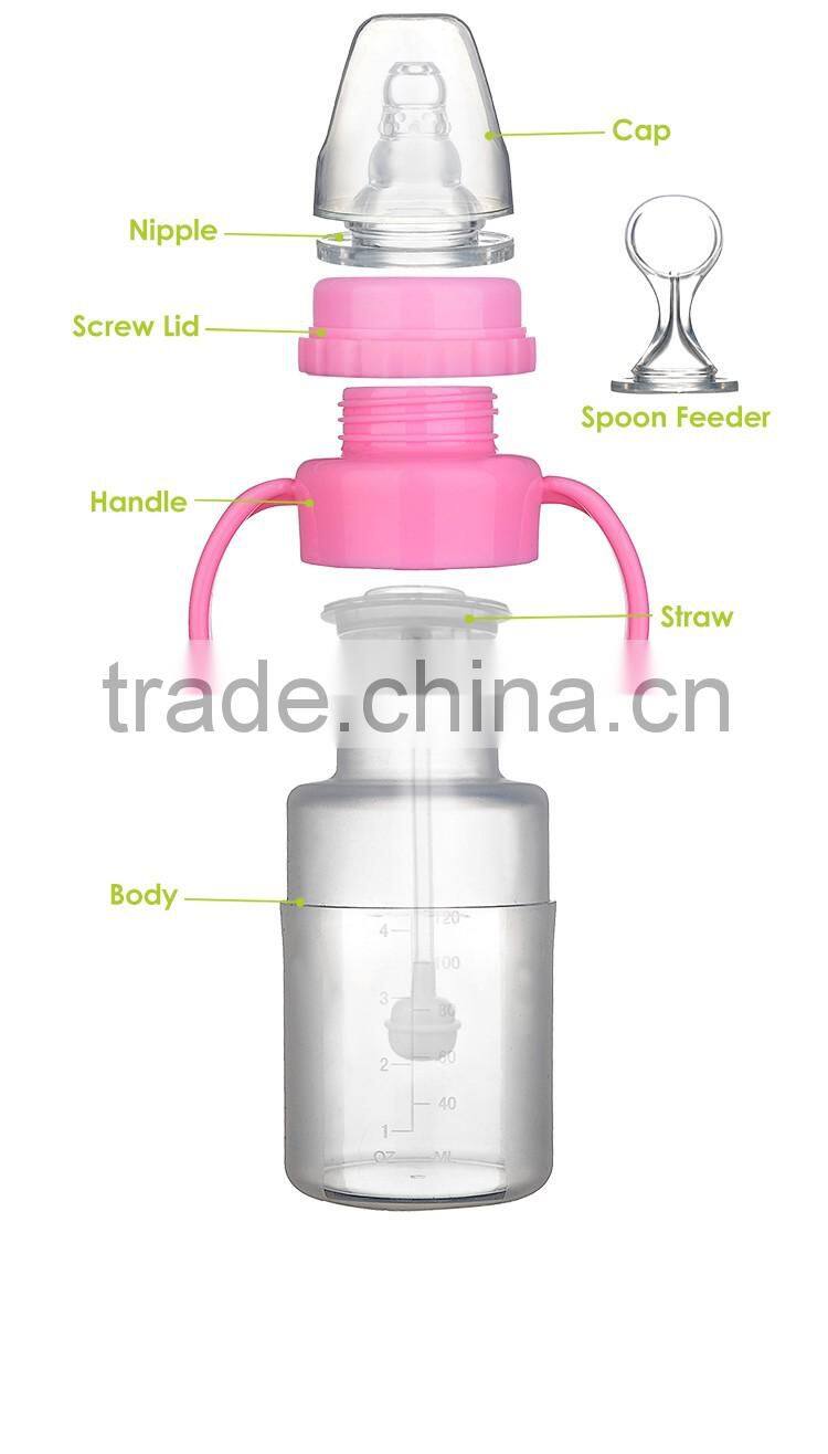 120ml Wide Aperture Food Grade Drop Resistance Soft Silicone Baby Bottle Bpa Free