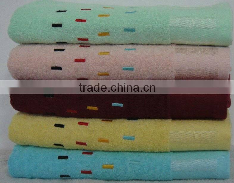 100% cotton solid color plain rose flower embroidery design bath towel