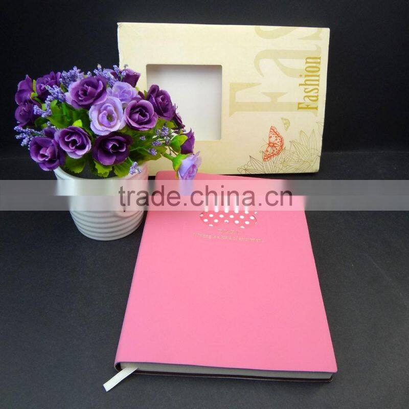 pink pu leather butterfly shape die cut notebook
