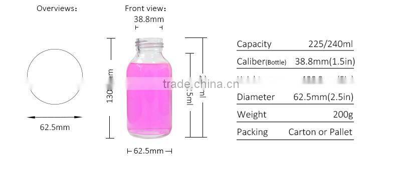 8oz Clear Glass Milk Bottle wholesale Eco-Friendly Feature glass milk bottle new glass milk bottles