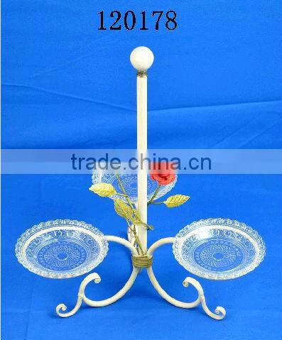 Decorative 3 tier crystal dessert plate cake stand