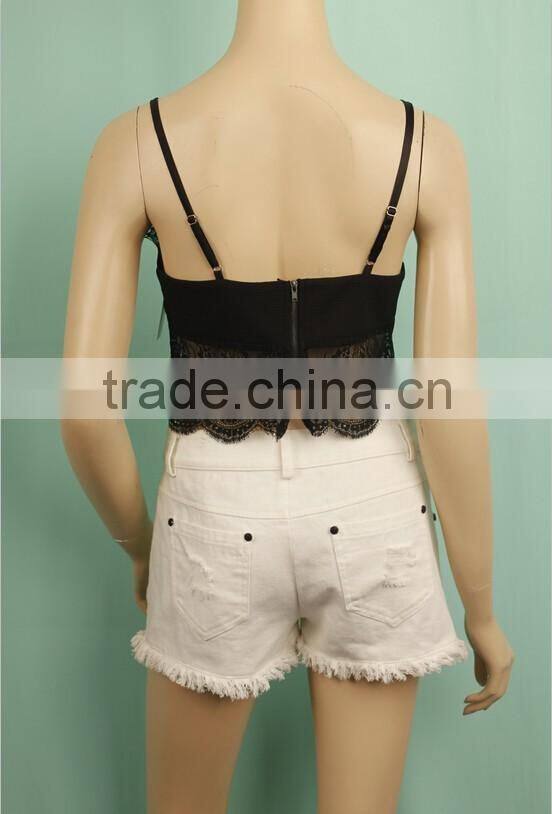 2016 latest Women's blank tops T-shirt underwear spaghetti lace bra vest