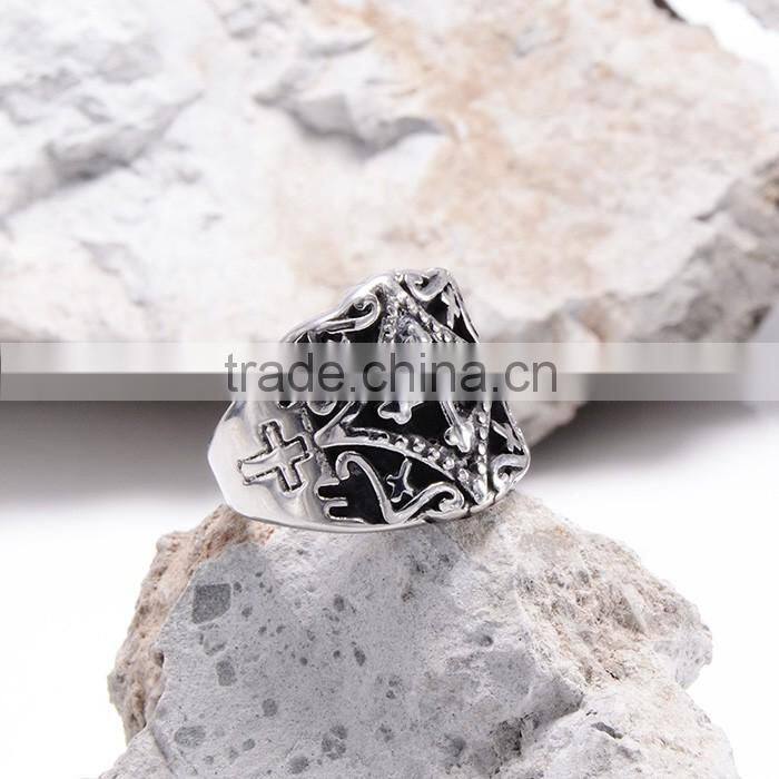 Wholesale titanium steel jewelry fashion engagement men's cross ring