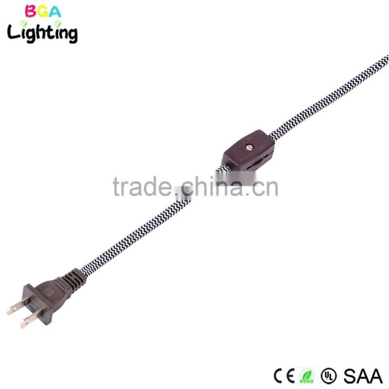 UL plug cord gear switch with braided power cord