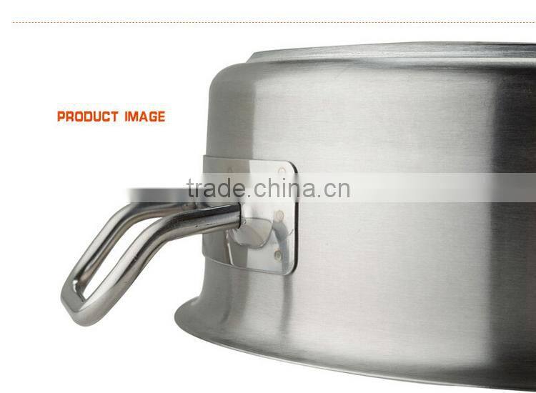 Hotel restaurant competitve factory price low body commercial stainless steel soup pot with double-ply botttom for kitchen equip