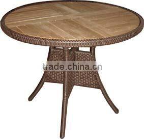 teak table top outdoor rattan table in different shape & size