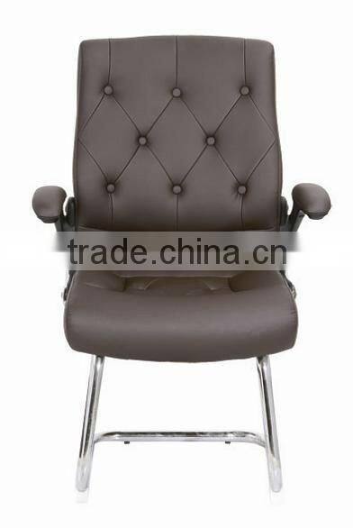 High-end brown middle back meeting chairs with armrests