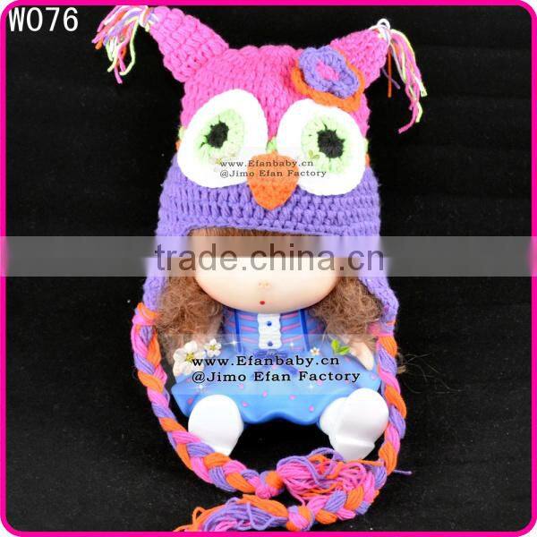 crocheted owl sleeping hat baby photo props newborn baby winter earflap animal hat
