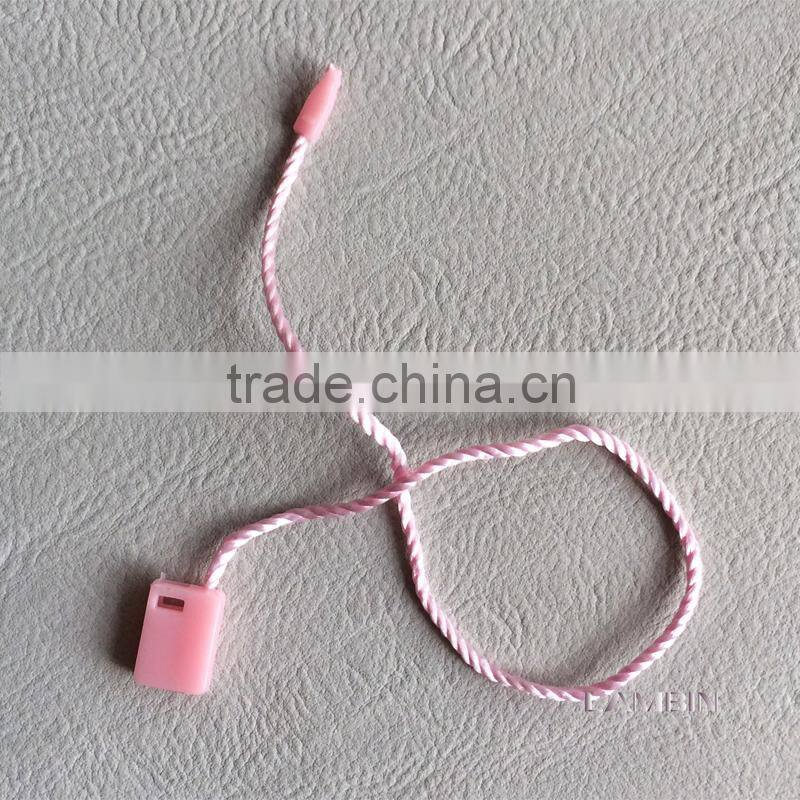 Garment accessory hot sale plastic seal tag, plastic hang tag string, many colors to choice hang tag elastic loops