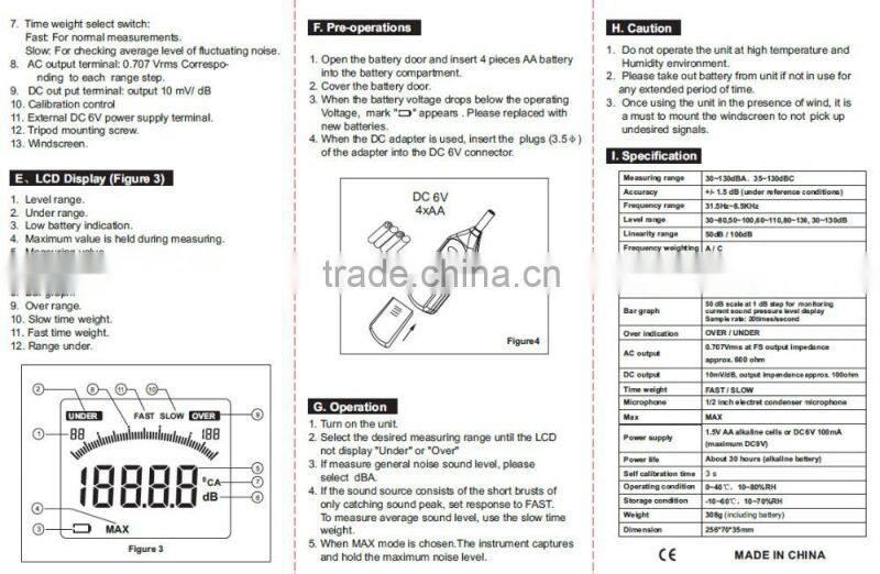 Digital sound level meter decibel noise detector S-SM62