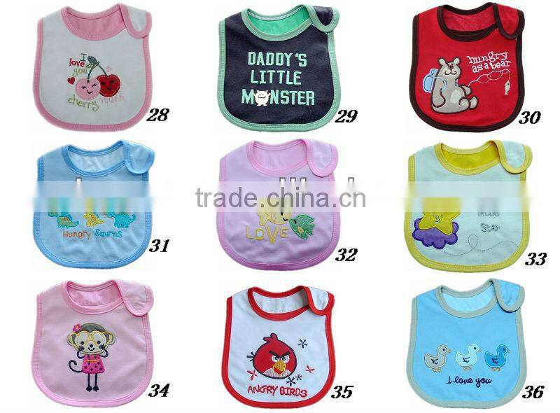 waterproof 3D printed & embroidery applique baby bib cotton jersey soft bib made in china