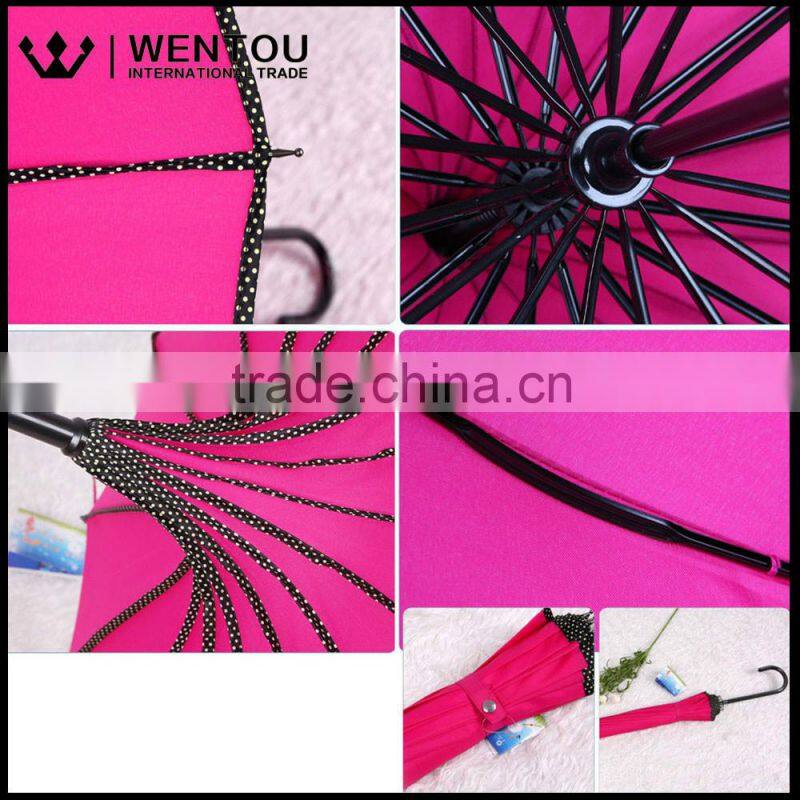 Blooming Brollies Ribbed Polka Dot Pagoda Umbrella