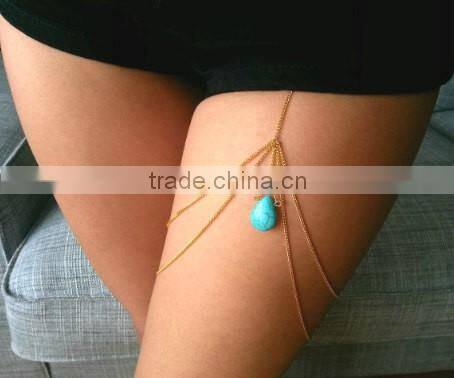 Sexy Stretchy 2 Tier Layers Leg Chain Thigh Body Chain Bikini Beach Harness UK