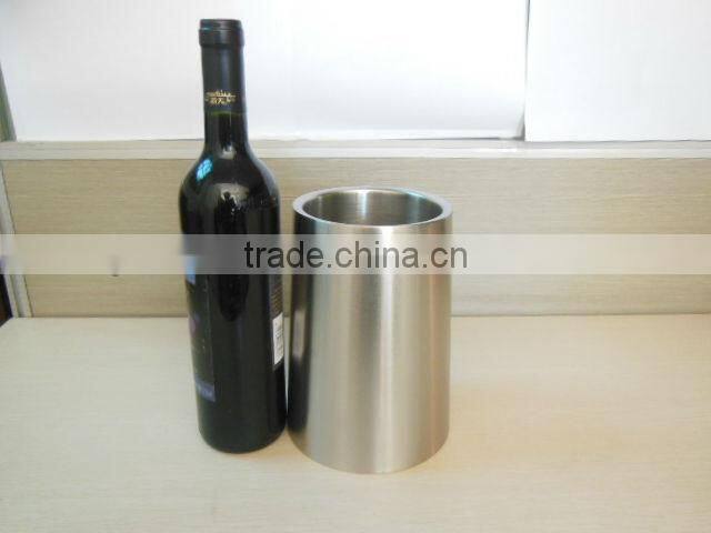 stainless steel double wall cone shape ice bucket with lines one body