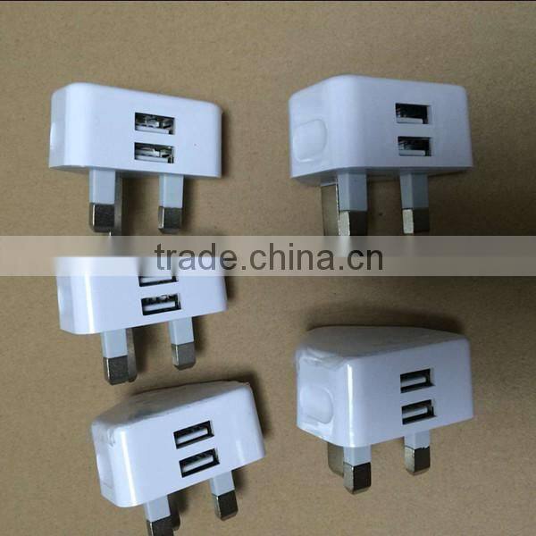 Universal UK plug 2.1A dual usb travel charger for USB port device,wall charger adpater for Smartphone