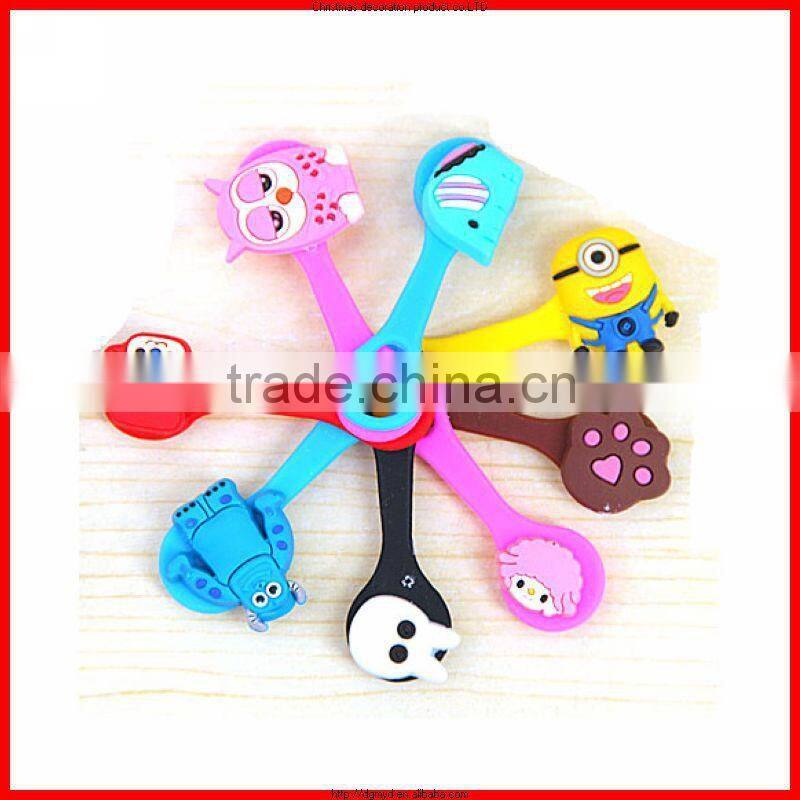 Fashion cable winder for earphone,unique design cute silicone bobbin winder