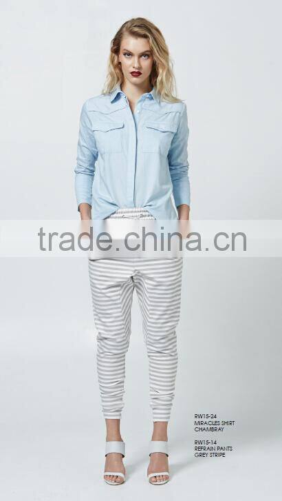 stripe print pants office pants casual pants