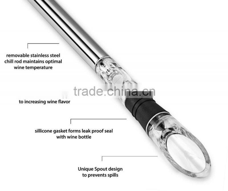 Wine Chiller Cooler Rod Stick With Bottle Wine Aerating Pourer, Aerator Wine Pourer