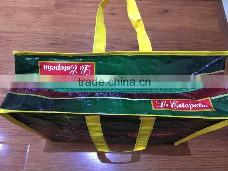 zipper bag with flag design shopping bag