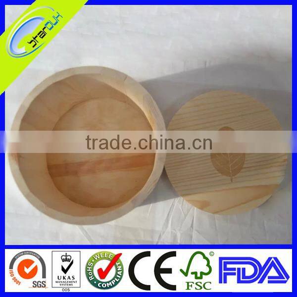 lightweight round wooden box with engrave logo