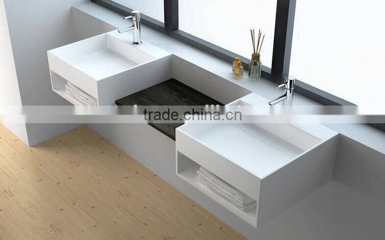 Hot sale acrylic solid surface basin/resin wash basin,Wall mounted acrylic solid surface wash basin