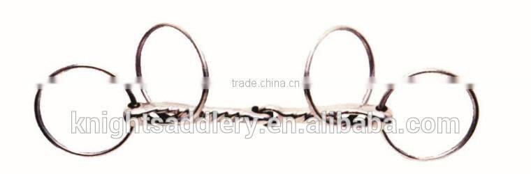 SS Ring Snaffle Bit with One Side Twisted Jointed Mouth 4 Rings