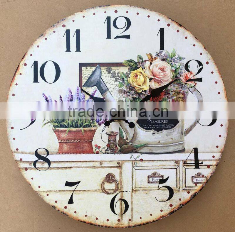 16 inch High quality and big size home decoration MDF map wall clock