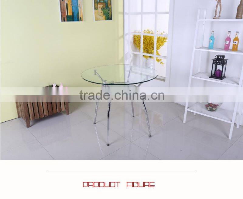 Round Glass Dining Table With Chromed Legs Dining Room Furniture