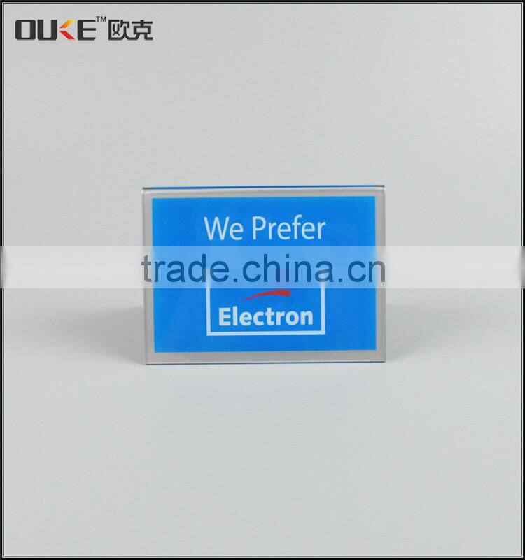 Silk screen printing transparent acrylic name plate holder for sale