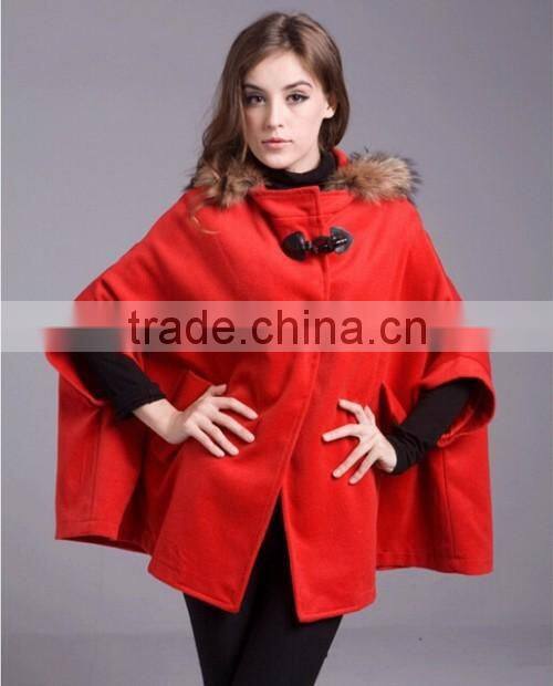 2015 Fashion Loose Europe Style Sexy Coat Long Sleeve Fur Collar Party Special Design Ladies Coat